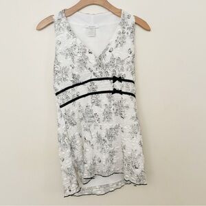 Dressbarn‎ Floral Lace Tank Top Womens Size Large Black and White Coquette Y2K